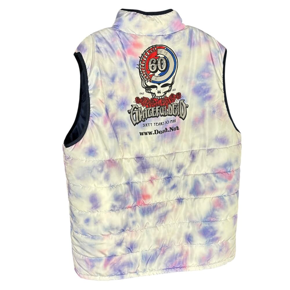 Grateful Dead 60th Anniversary Tie-Dye Puffer Vest XL | Sixty Years So Far - Picture 3 of 4